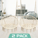 Load image into Gallery viewer, 2 Pack Hammock Chair Swing Hammock Swing Chair Macrame Hanging Chair Cotton for Bedroom Girls Room Deck Porch Indoor Outdoor Garden
