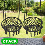 Load image into Gallery viewer, 2 Pack Hammock Chair Swing Hammock Swing Chair Macrame Hanging Chair Cotton for Bedroom Girls Room Deck Porch Indoor Outdoor Garden Backyard, Black
