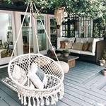 Load image into Gallery viewer, Garpans Hammock Chair Macrame Swing Chair Handmade Knitted Hanging Cotton Rope Chair for Indoor/Outdoor Home Patio Deck Yard Garden Reading Leisure
