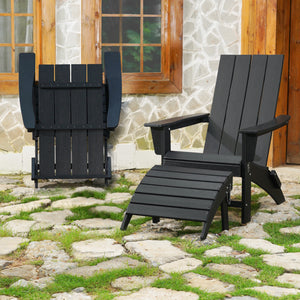 Folding Adirondack Chairs with Footrest Patio HDPE All-Weather Adirondack Chairs with Ottoman for Outside Pool Garden Backyard Beach