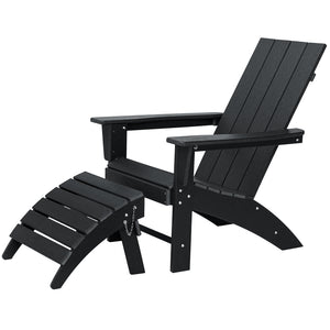 Adirondack Chairs with Footrest Patio HDPE All-Weather Adirondack Chairs with Ottoman for Outside Pool Garden Backyard Beach