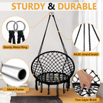Load image into Gallery viewer, 2 Pack Hammock Chair Swing Hammock Swing Chair Macrame Hanging Chair Cotton for Bedroom Girls Room Deck Porch Indoor Outdoor Garden Backyard, Black
