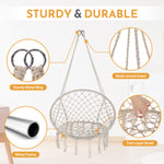 Load image into Gallery viewer, Garpans Hammock Chair Macrame Swing Chair Handmade Knitted Hanging Cotton Rope Chair for Indoor/Outdoor Home Patio Deck Yard Garden Reading Leisure
