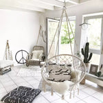Load image into Gallery viewer, Garpans Hammock Chair Macrame Swing Chair Handmade Knitted Hanging Cotton Rope Chair for Indoor/Outdoor Home Patio Deck Yard Garden Reading Leisure
