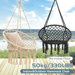 Load image into Gallery viewer, Garpans Hammock Chair Macrame Swing Chair Handmade Knitted Hanging Cotton Rope Chair for Indoor/Outdoor Home Patio Deck Yard Garden Reading Leisure
