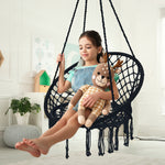 Load image into Gallery viewer, 2 Pack Hammock Chair Swing Hammock Swing Chair Macrame Hanging Chair Cotton for Bedroom Girls Room Deck Porch Indoor Outdoor Garden Backyard, Black
