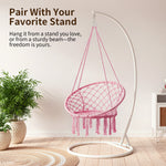 Load image into Gallery viewer, Garpans Hammock Chair Macrame Swing Chair Handmade Knitted Hanging Cotton Rope Chair for Indoor/Outdoor Home Patio Deck Yard Garden Reading Leisure
