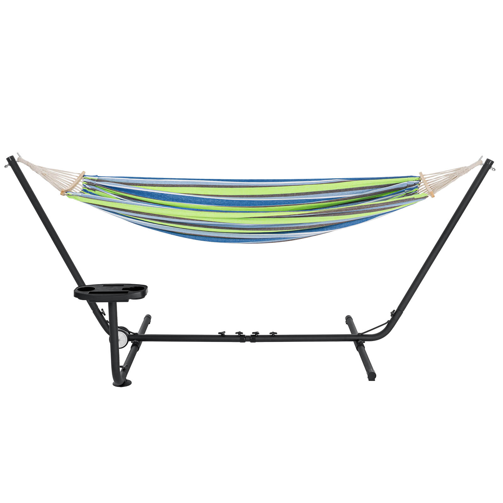 Hammock with Stand Included Two Person Free Standing Hammock with Heavy Duty Steel Stand and Carrying Bag for Outdoor Indoor Garden Yard 330lbs Weight Capacity Blue