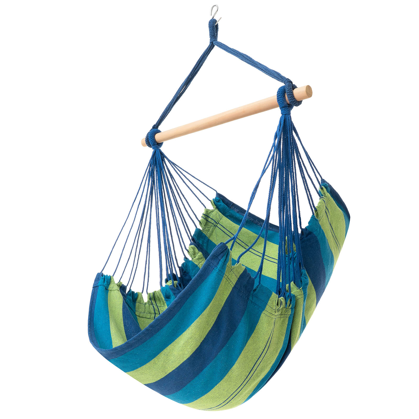Hammock Chair with 2 Cushions Hanging Rope Swing Hammock Swing Chair Hanging Swing Chair for Indoor Outdoor Bedroom Backyard Max 330lbs Blue