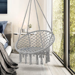 Load image into Gallery viewer, Hammock Chair Macrame Swing Hanging Chair with Handwoven Tassel Max 330Lbs for Indoor Outdoor Terrace Balcony Garden Beige
