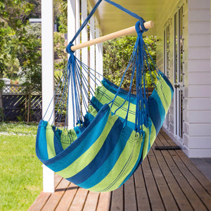 Hammock Chair with 2 Cushions Hanging Rope Swing Hammock Swing Chair Hanging Swing Chair for Indoor Outdoor Bedroom Backyard Max 330lbs Blue