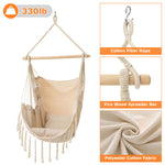 Load image into Gallery viewer, Hammock Chair with 2 Cushions Hanging Rope Swing Hammock Swing Chair Hanging Swing Chair for Indoor Outdoor Bedroom Backyard Max 330lbs Beige

