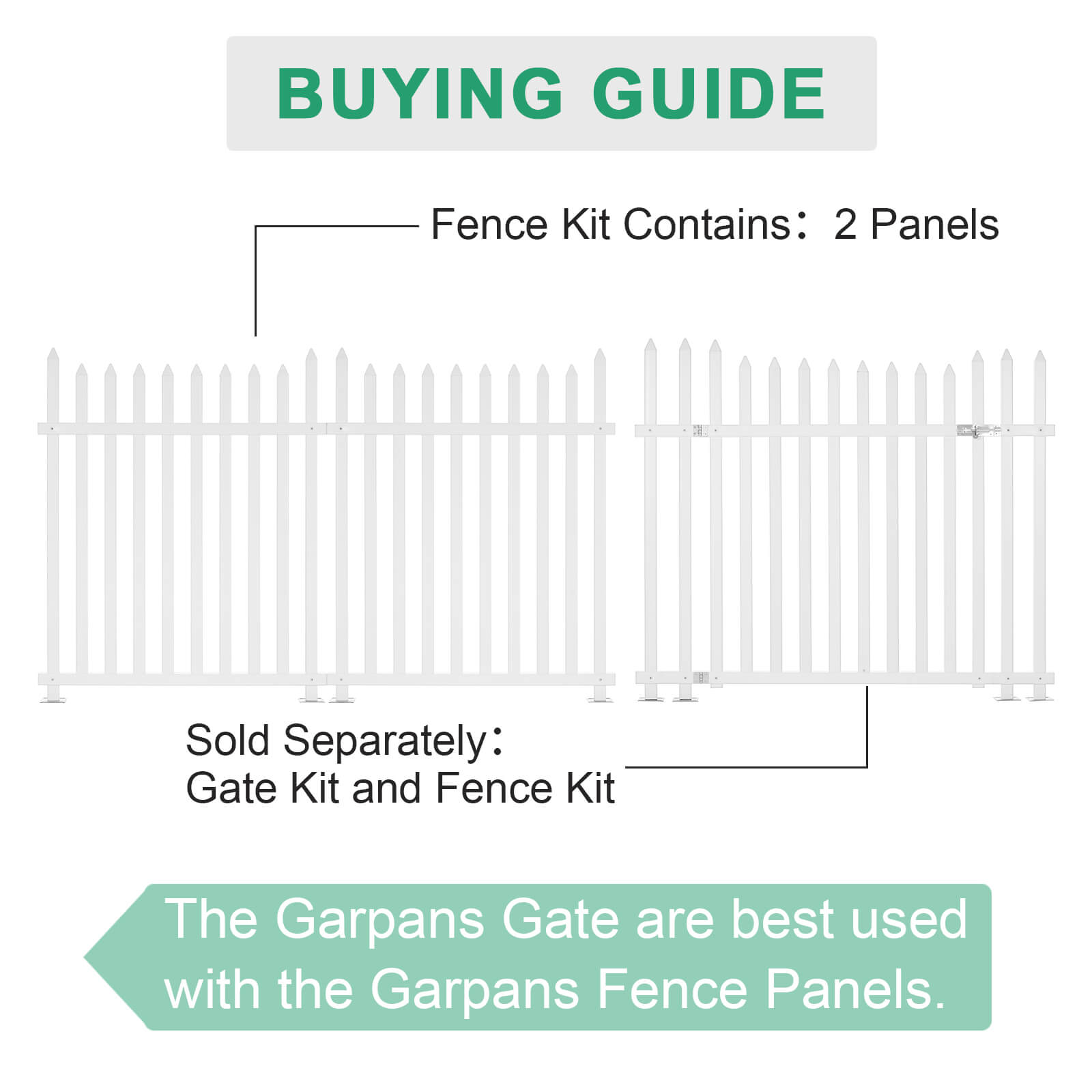 2-Pack Privacy Fence Screen Outside 41""H x 36""W Decorative Fence Garden Vinyl White Picket for Fence Patio Backyard, 2 White Panels