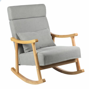 Nursery Cushion Rocking Chair Rocking Chair with Solid Wood Base, Lounge Chair with Pillow Armrest, for Living Room