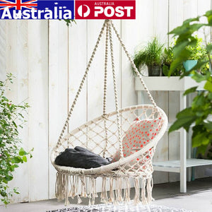Garpans Hammock Hanging Swing Chair Handmade Knitted Macrame Swing Chair with Tassels Max 330 Lbs Durable 2 Ways to Hang for Bedroom, Home, Patio,Courtyard - Black