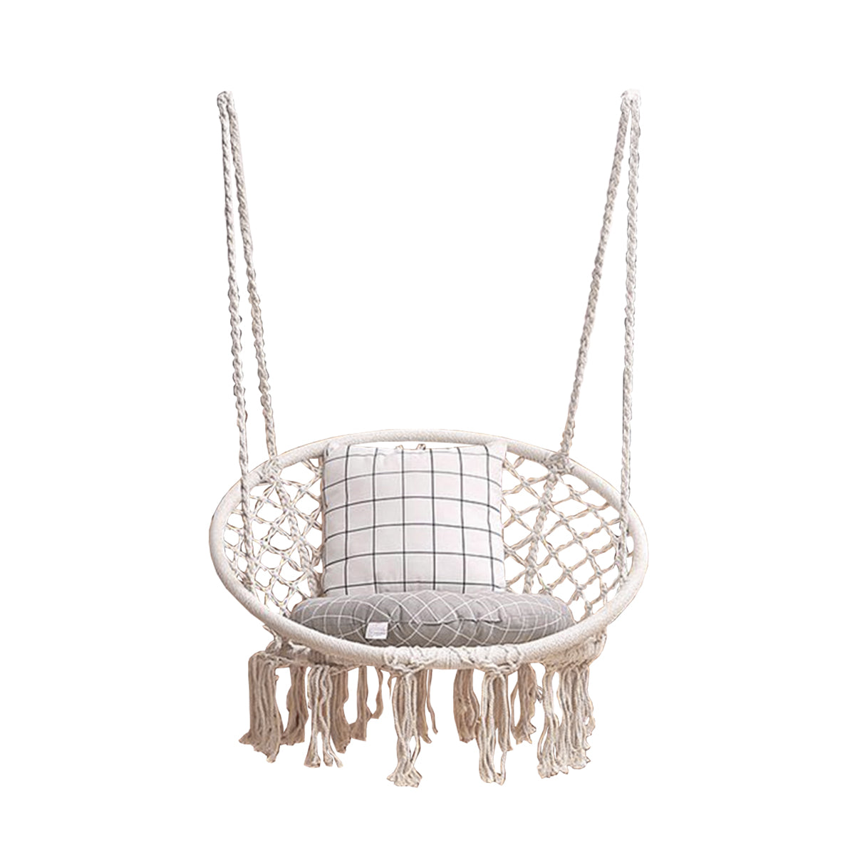 Hammock Chair Hanging Chair Swing with Stand with Heavy Duty Hanging Hardware Kit, Indoor Macrame Swing Chairs 100% Cotton Rope for Bedrooms