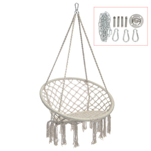 Hanging Swing Hammock Chair, Outdoor Cotton Swing Patio Chair Woven Rope Yard Patio Garden for Home Decor