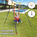 Load image into Gallery viewer, Kid Toddler Swing Seat with Stand Folding Frame 3-in-1 Kid Swing Set with Safety Seat Max 110Pounds for utdoor Indoor Backyard Play - Blue&amp;Yellow
